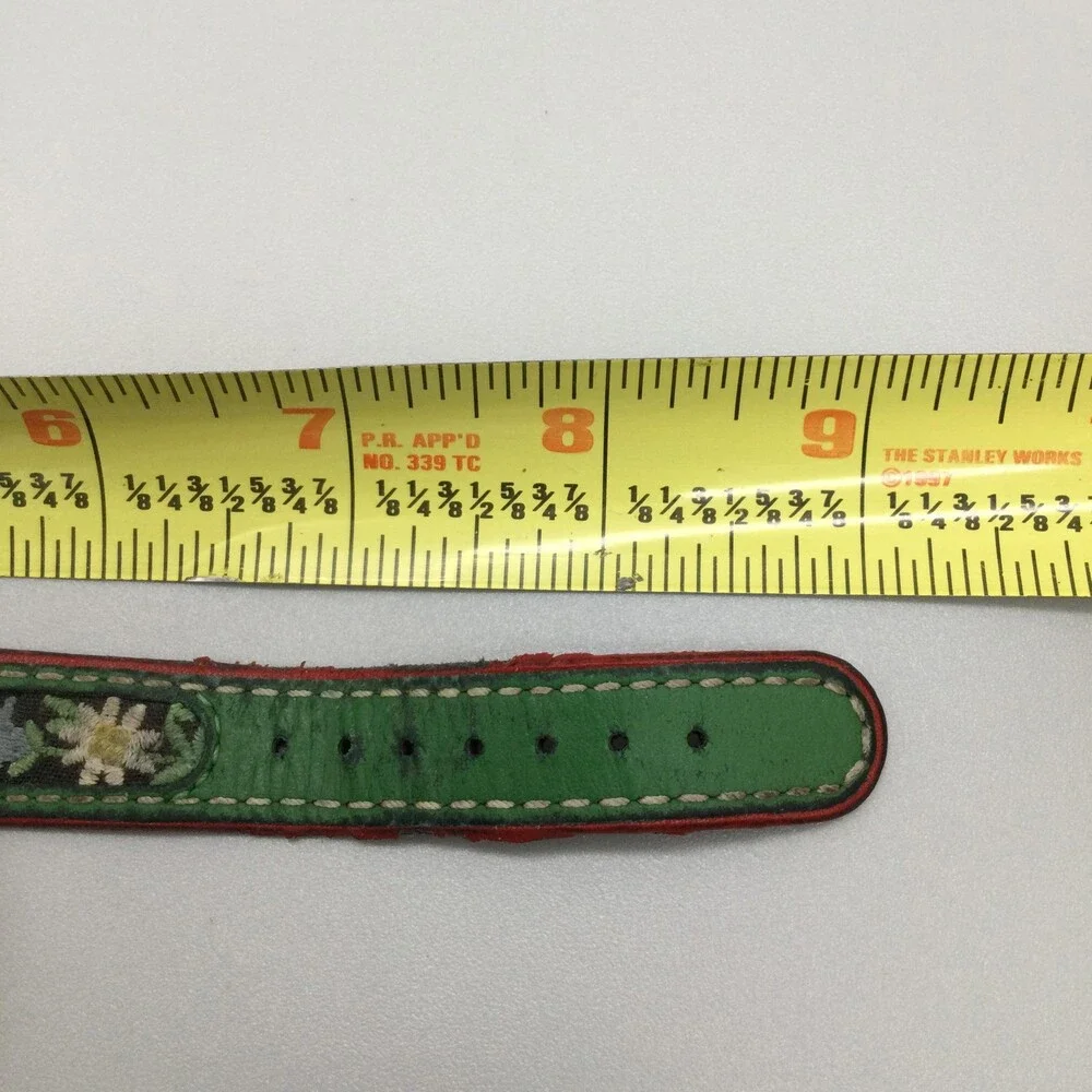 Michel Jordi 1991 Womens Watch 33mm Gold Tone Green Floral Strap New Battery